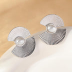 Pearl Stud Earrings – Vintage Silver Finish