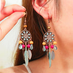 Boho Dreamcatcher Earrings – Feather Drops