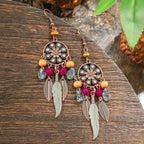 Boho Dreamcatcher Earrings – Feather Drops
