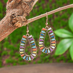 Multicolor Boho Geometric Teardrop Earrings