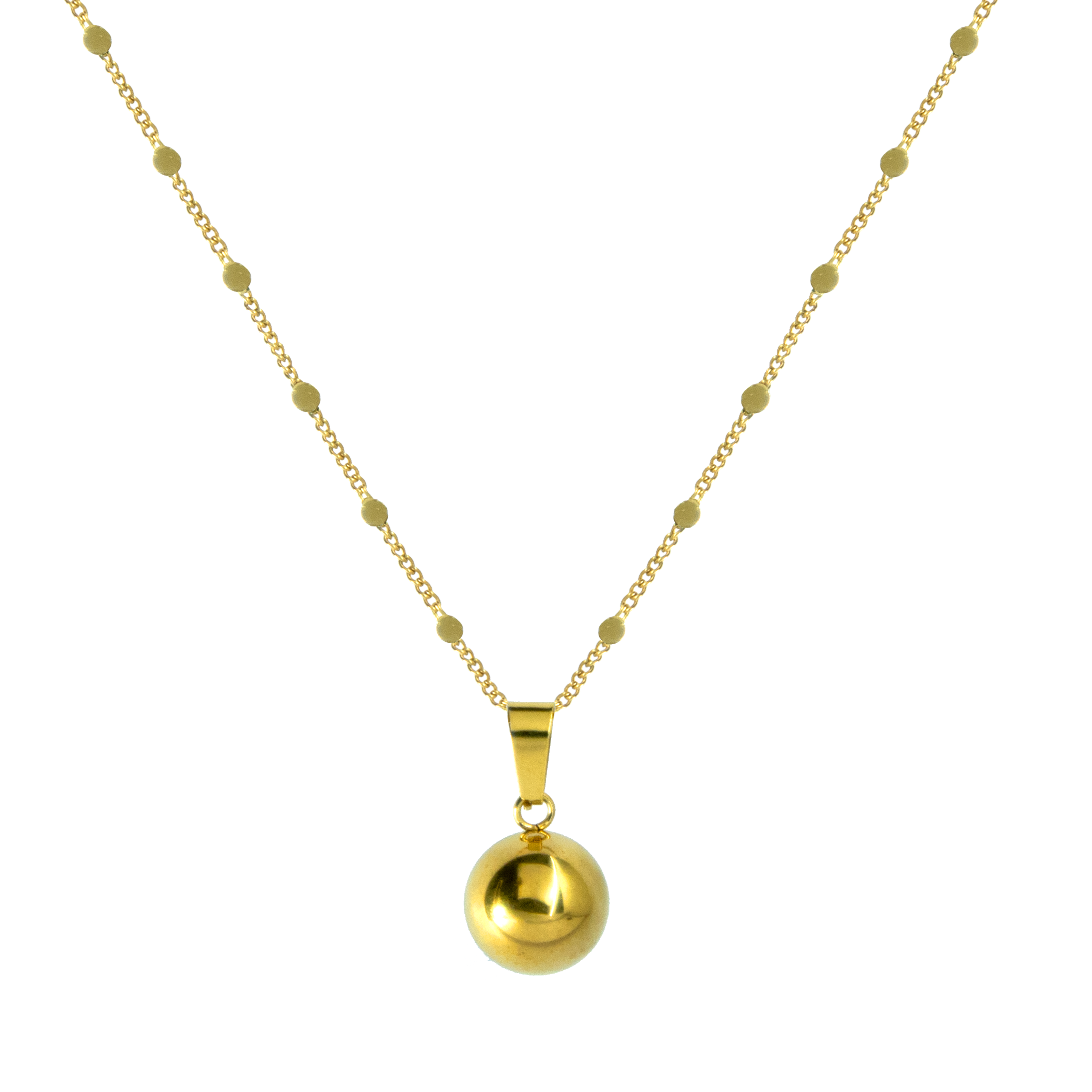 Gold necklace with a round pendant
