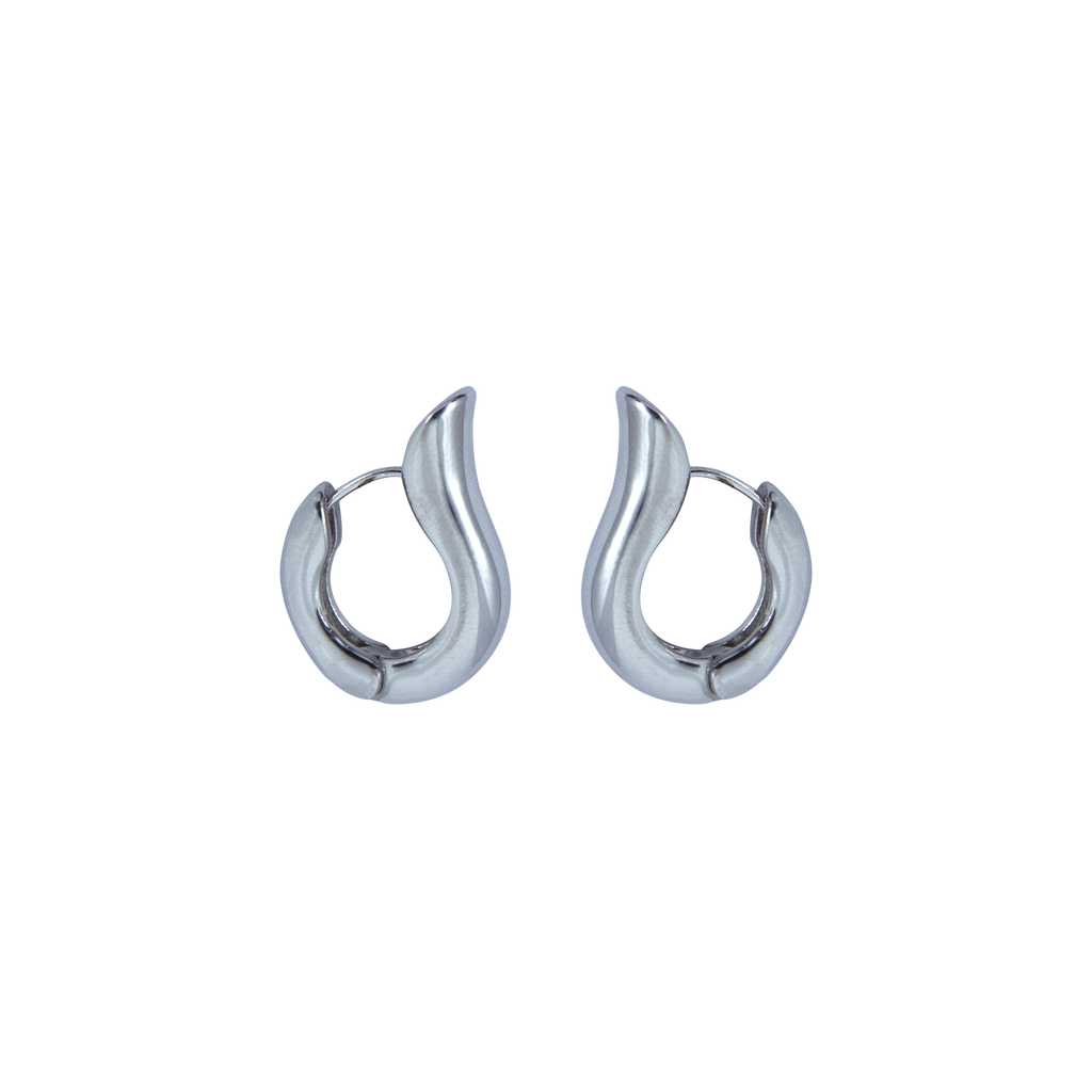 Pair of silver hoop earrings