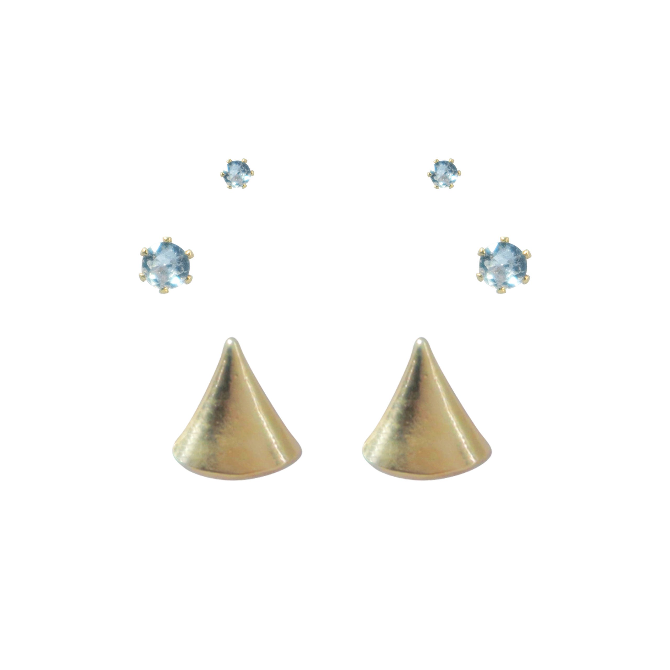 Golden Trio Stud Earring Set