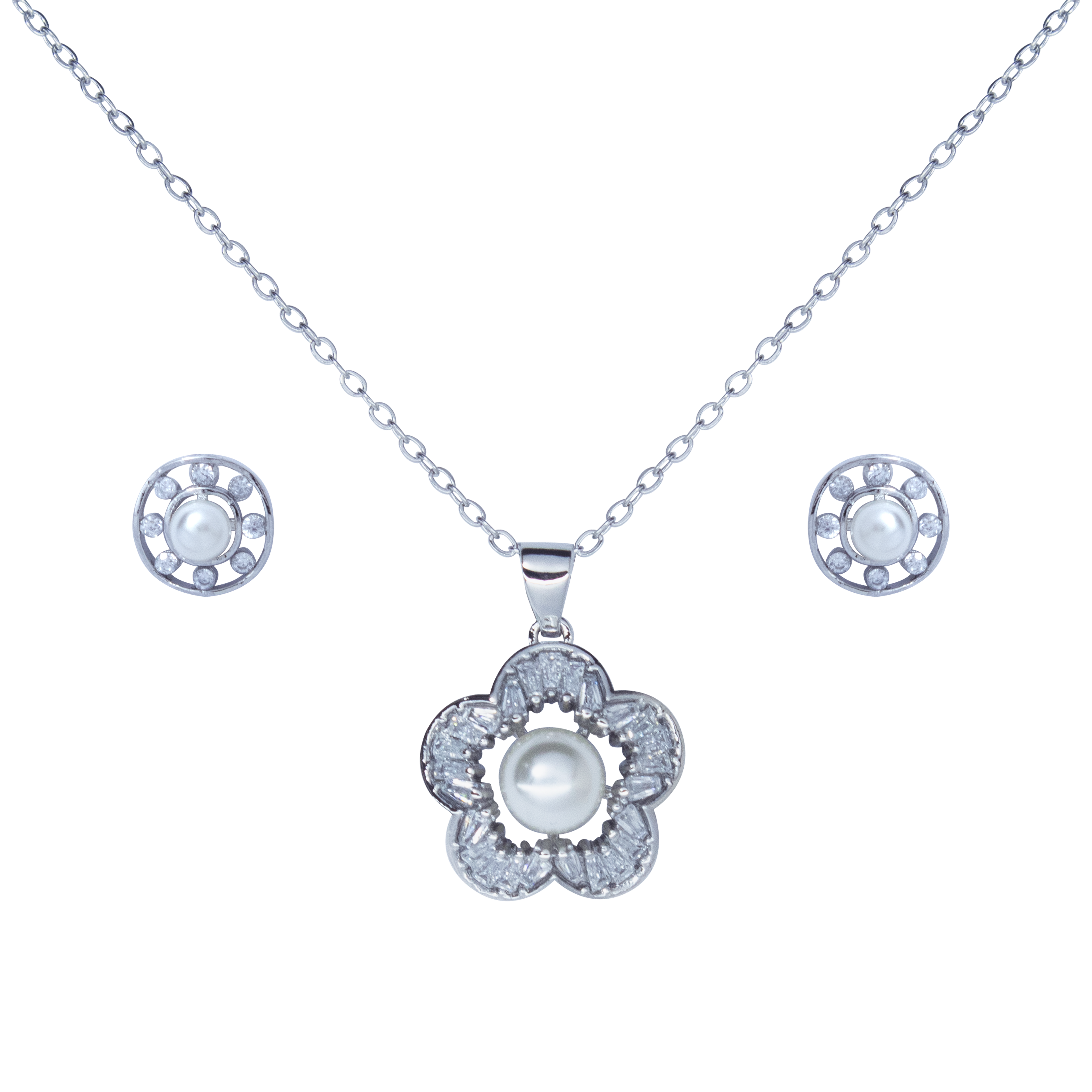 Jewelry set with floral pendant and matching earrings 