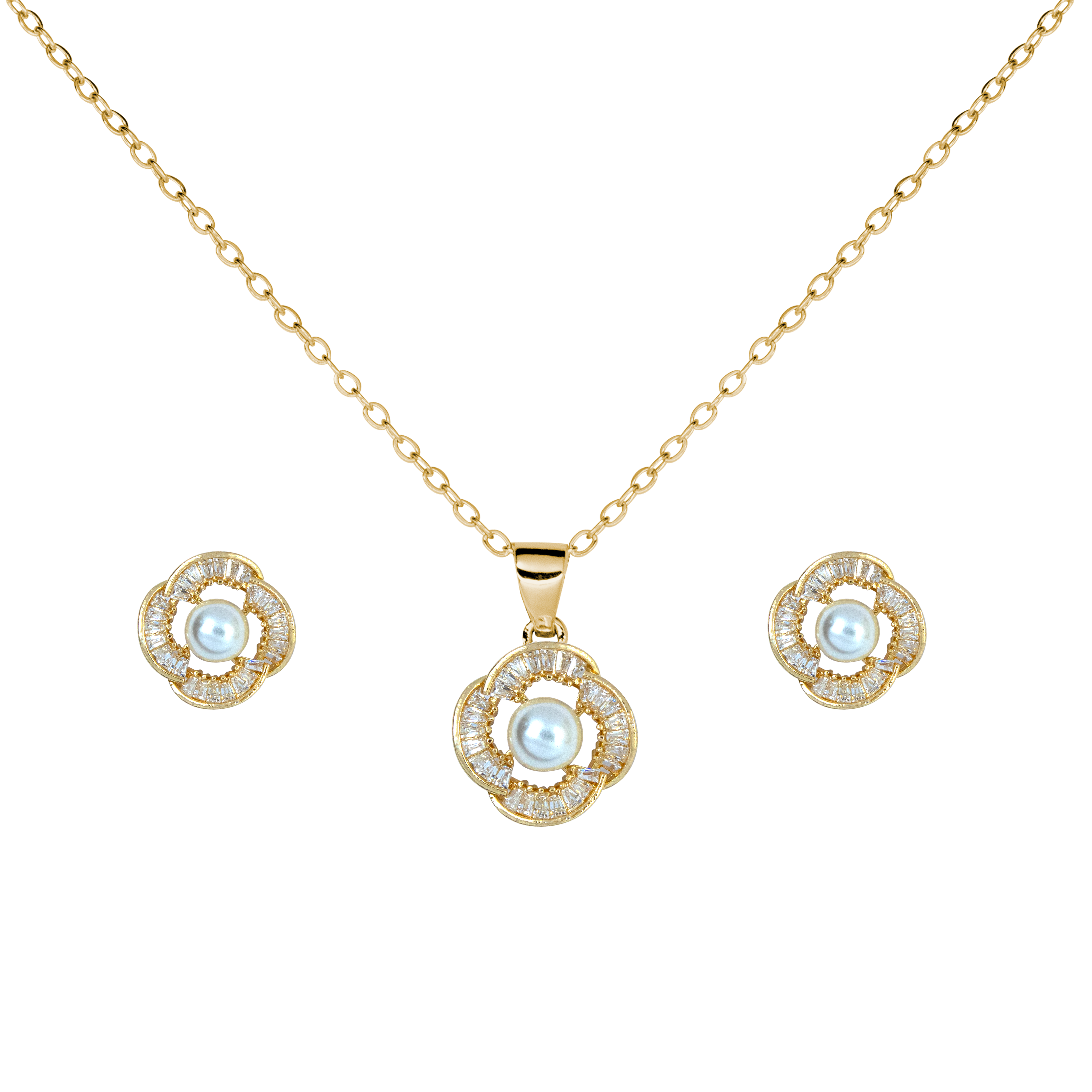 Gold necklace and earrings 