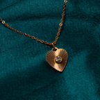 Golden Heart Necklace with Crystal