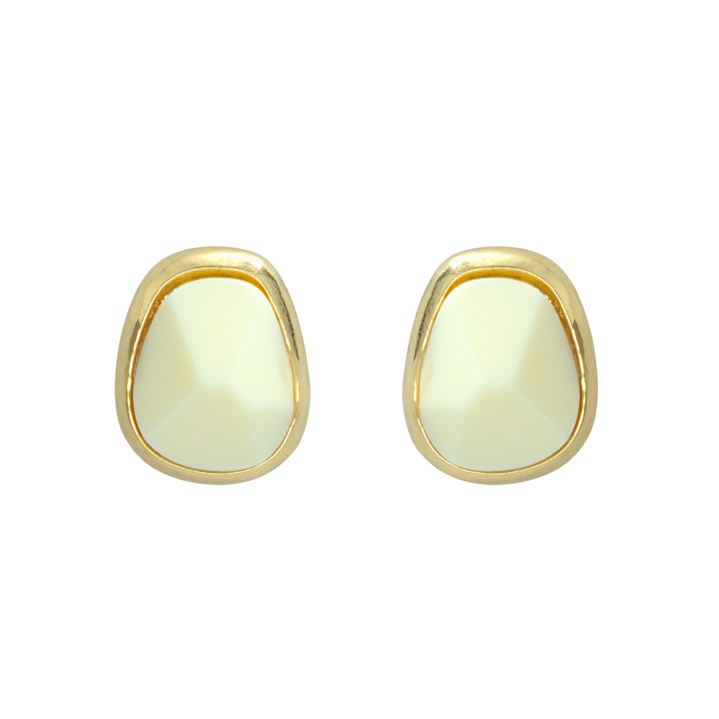 Pair of gold earrings with light-colored stones