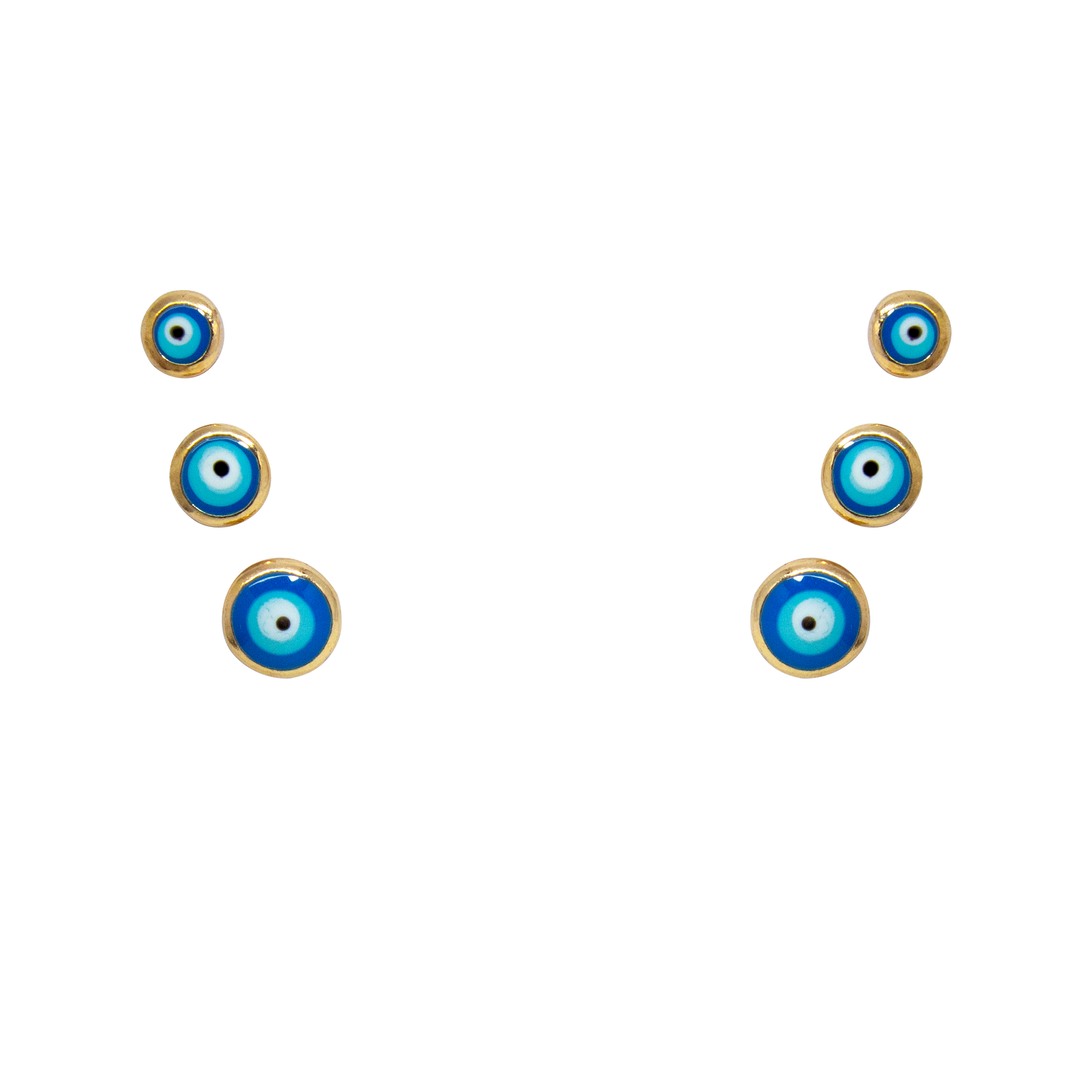 Set of six blue evil eye symbols