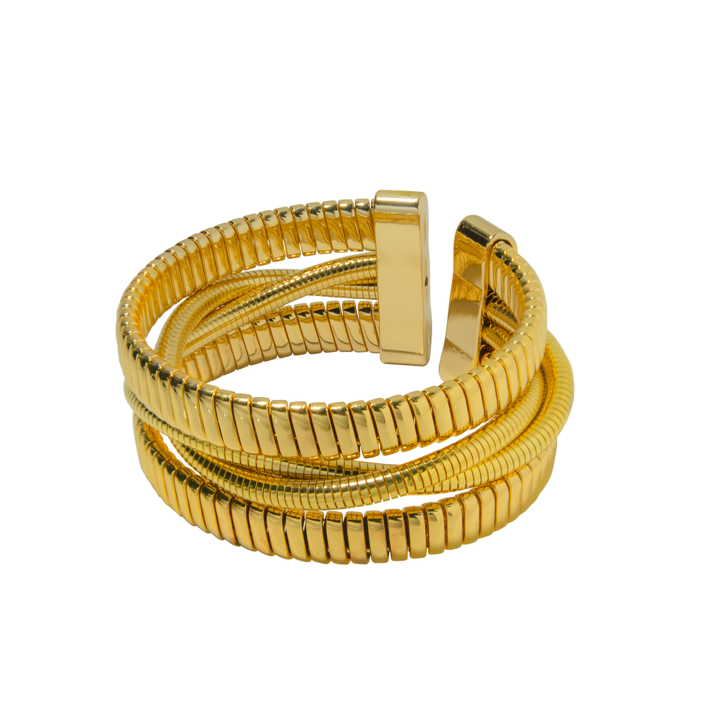Gold bracelet with a textured design 