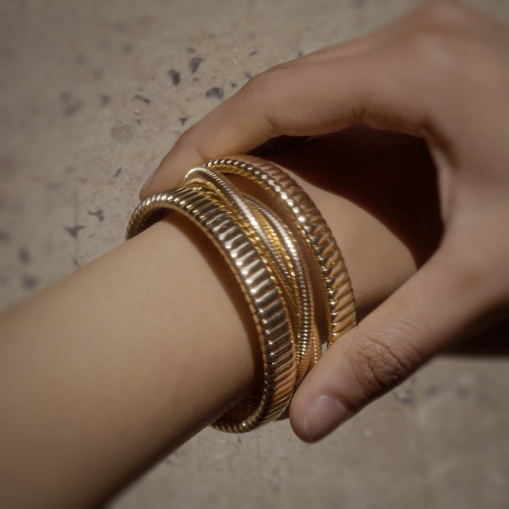 Gold-Tone Coil-Style Flexible Bracelets