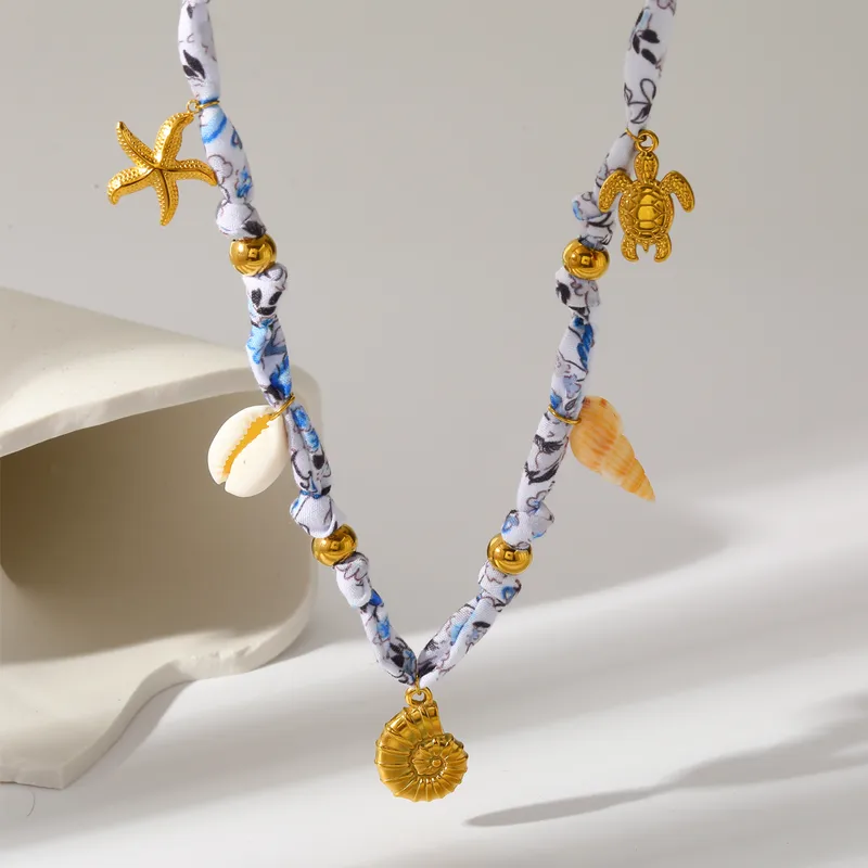 Ocean Charm Scarf Necklace – Beachside Boho Vibes