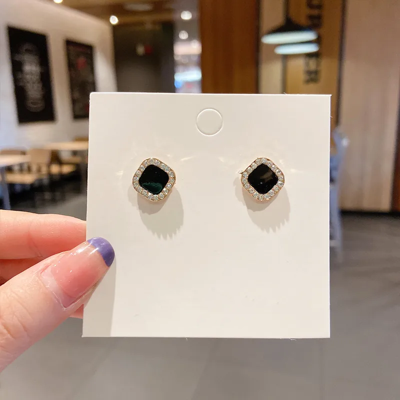 Royal Black Cushion Studs-Earrings
