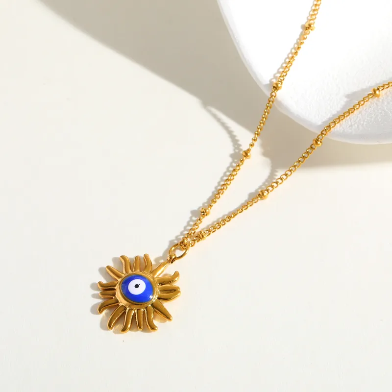 Evil Eye Sun Charm Necklace