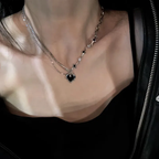 Black Heart Layered Necklace