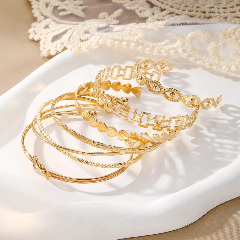 6-Piece Assorted Gold Bangle Stack Set