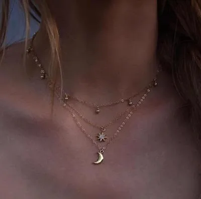 Triple-Layer Celestial Necklace