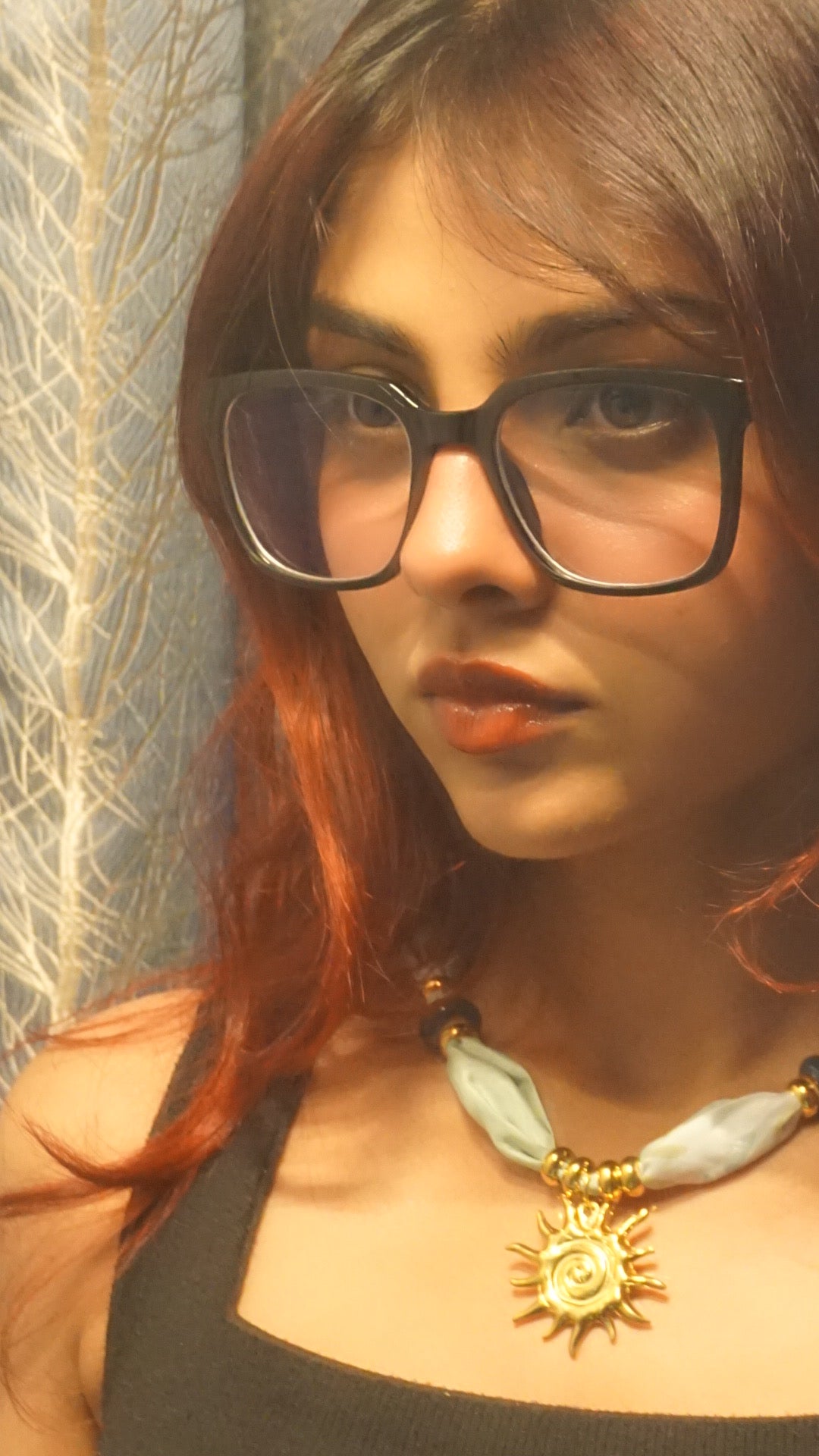 Golden Sun Pendant Scarf Necklace | Kanak Mahel