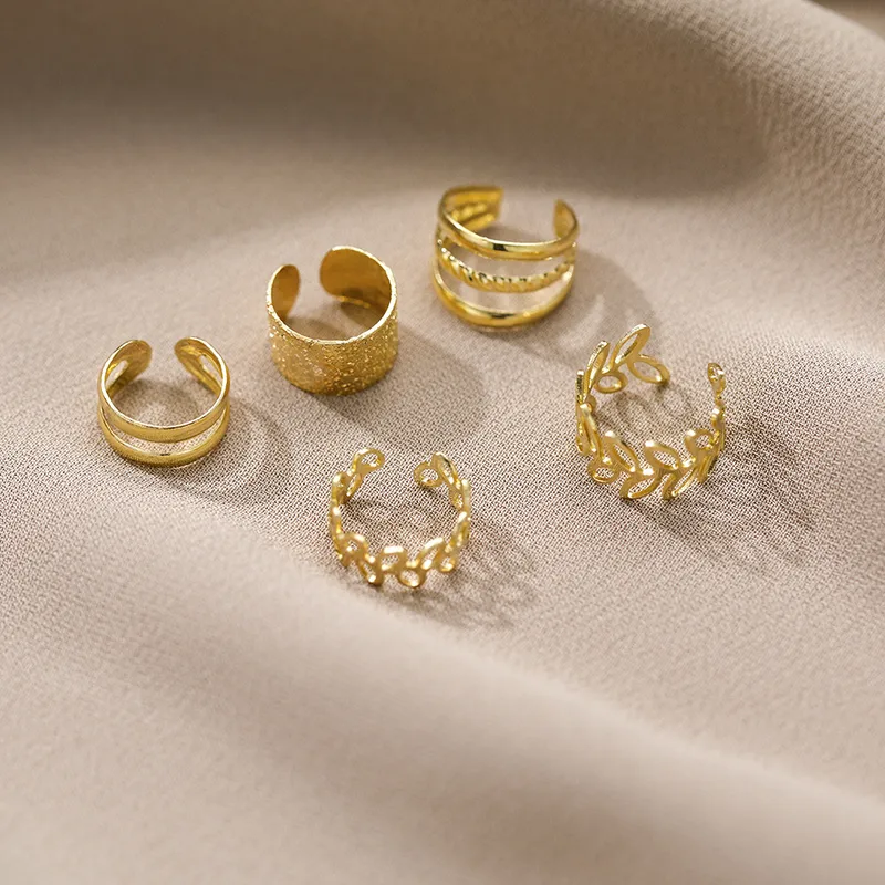 5-Piece No-Piercing Gold Ear Cuff Stack