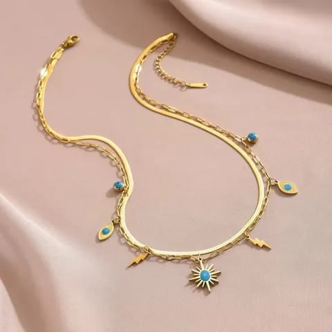 Sun, Eye & Lightning Layered Necklace