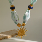 Golden Sun Pendant Scarf Necklace | Kanak Mahel