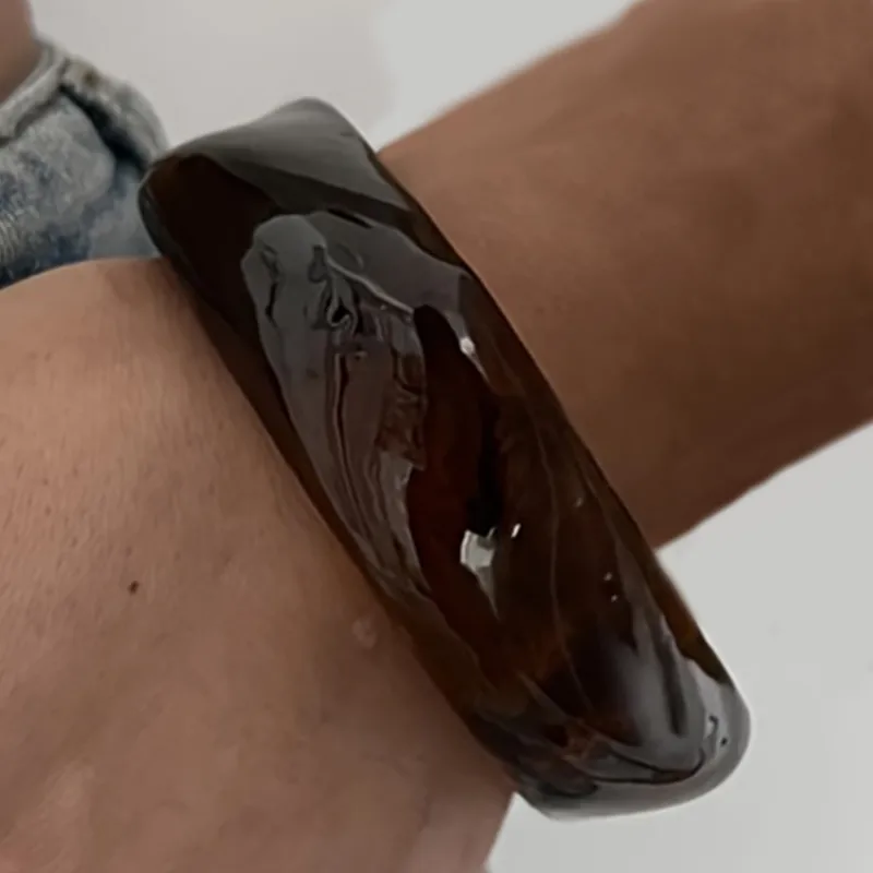 Sleek Dark Resin Bangle Bracelet