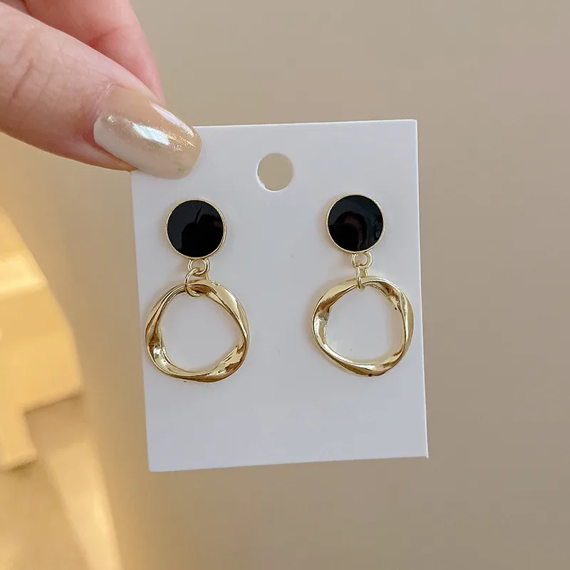 Black & Gold Loop Earrings – Modern Minimal Glam