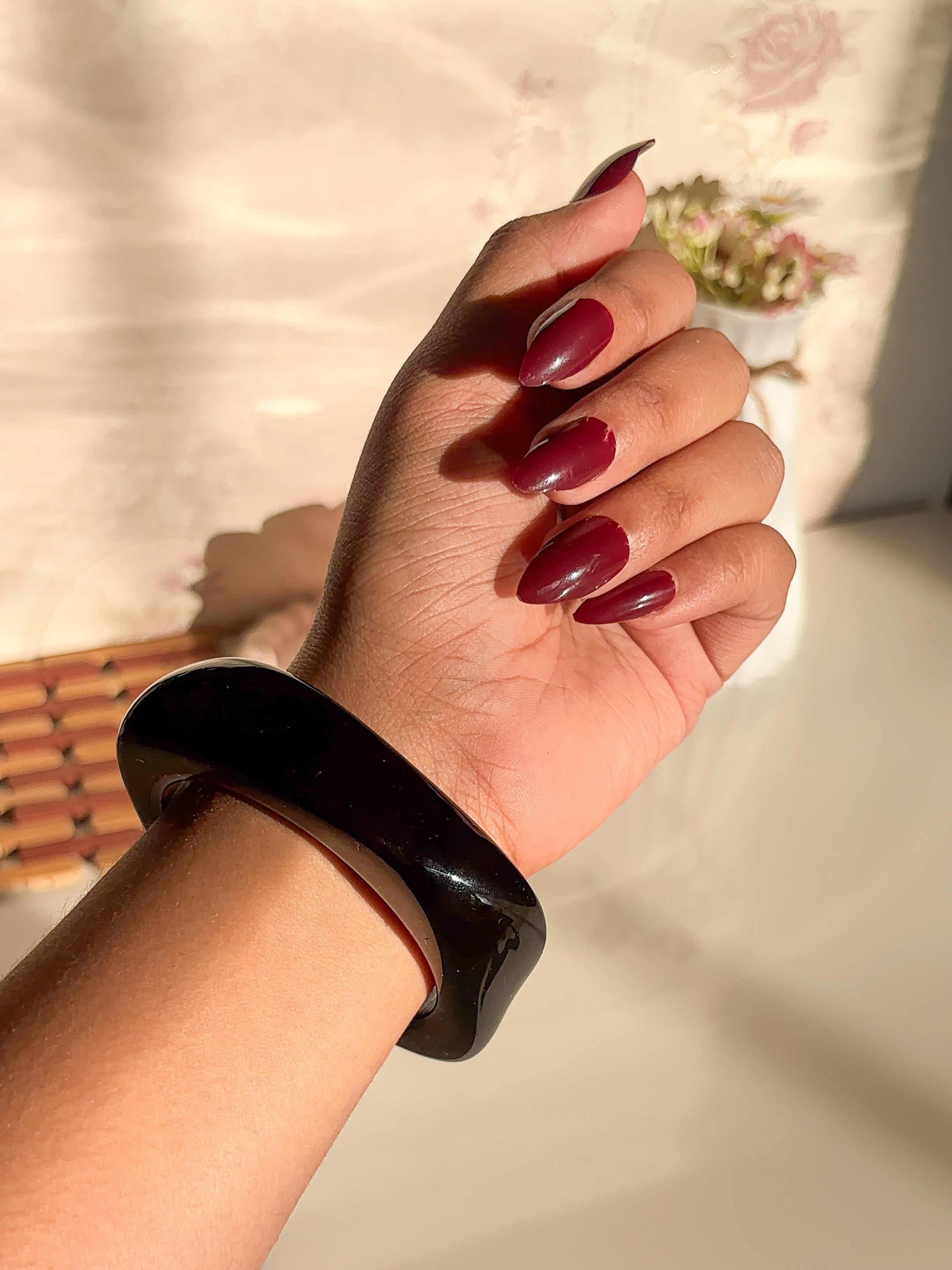 Sleek Dark Resin Bangle Bracelet