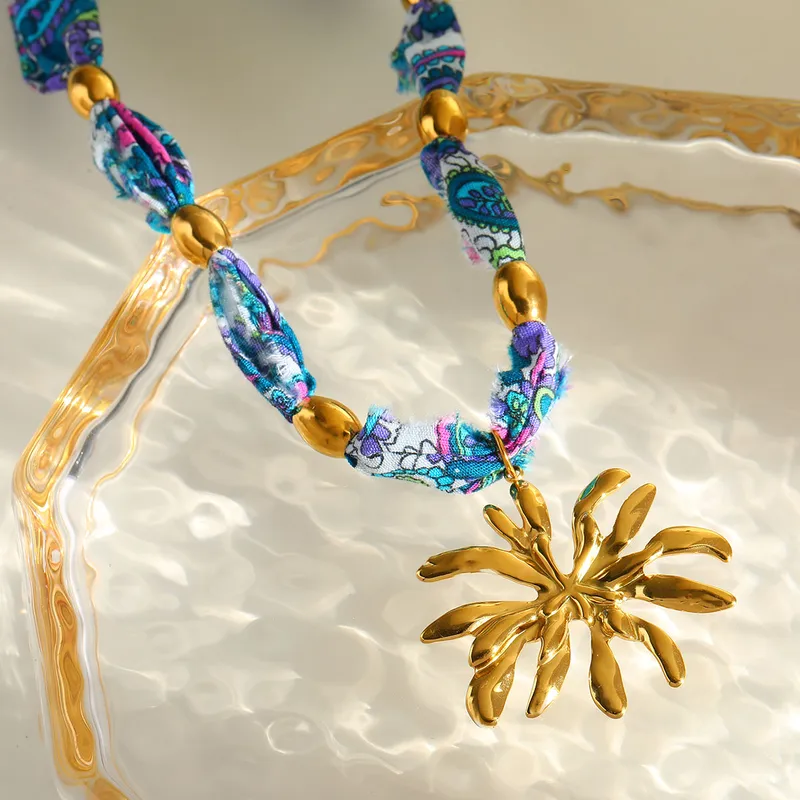 Golden Bloom Scarf Necklace – Boho Luxe Fusion