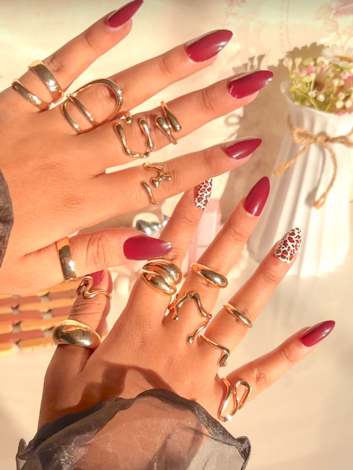 15-Piece Abstract & Sculptural Gold Ring Set