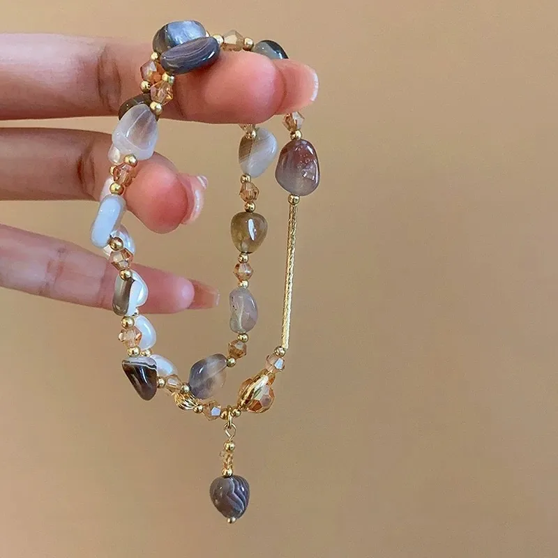 Earthy Gemstone & Pearl Wrap Bracelet