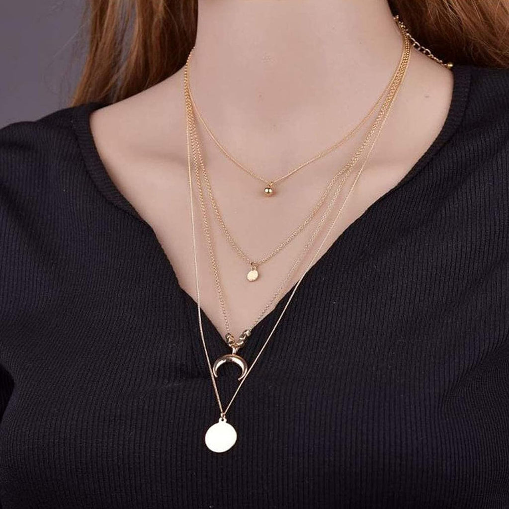 Lunar Charm Layered Necklace Set
