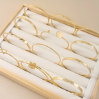 Ultimate 12-Piece Engraved Gold Bangle Stack