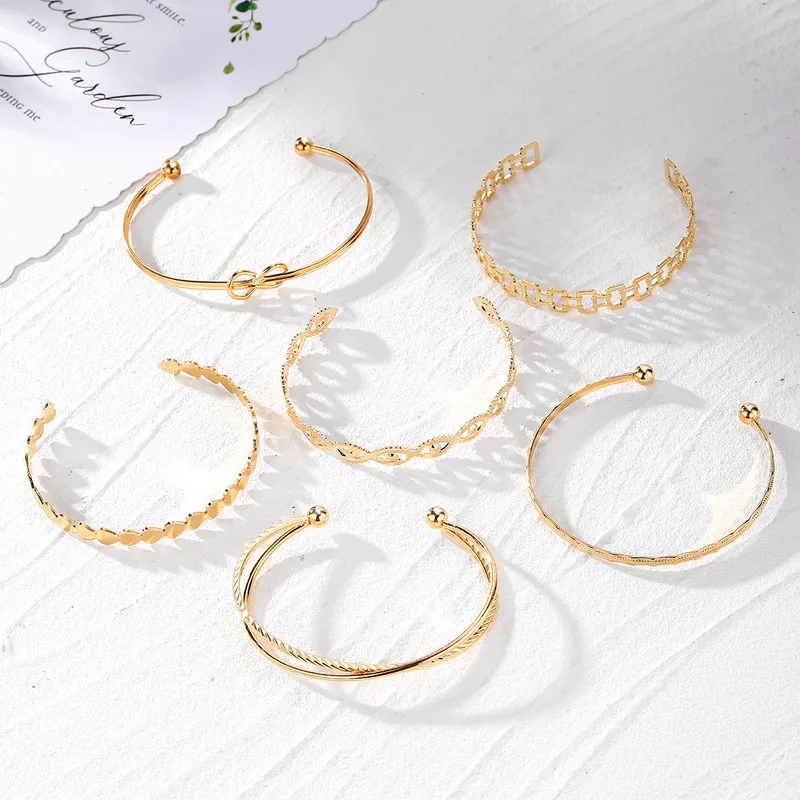 6-Piece Assorted Gold Bangle Stack Set