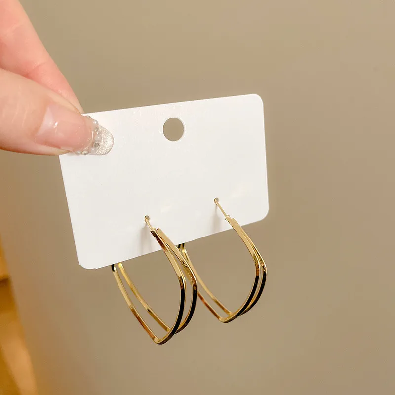 Modern Double Square Hoop Earrings