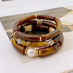 Tortoiseshell & Pearl Bracelet Set (3-Piece)