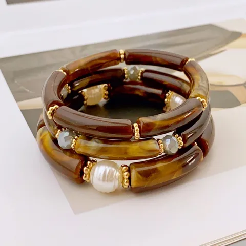Tortoiseshell & Pearl Bracelet Set (3-Piece)