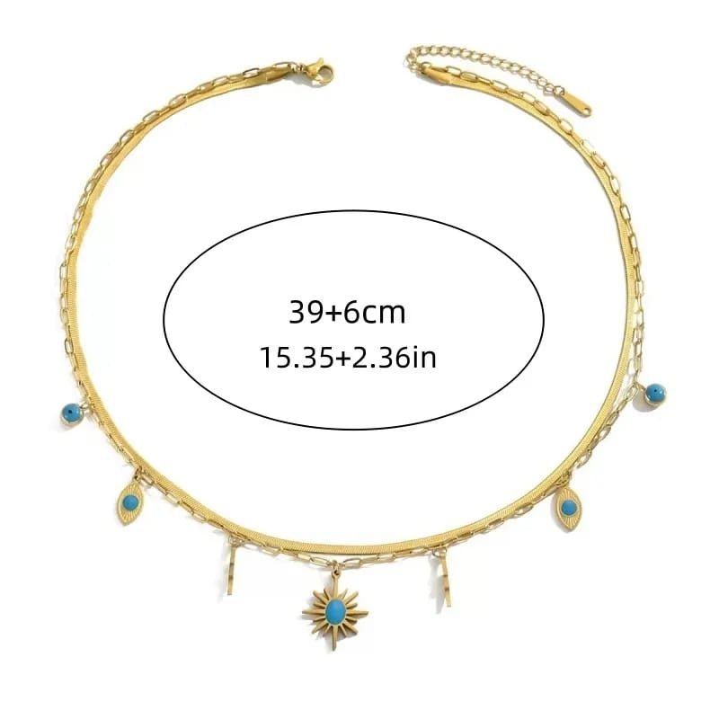 Sun, Eye & Lightning Layered Necklace