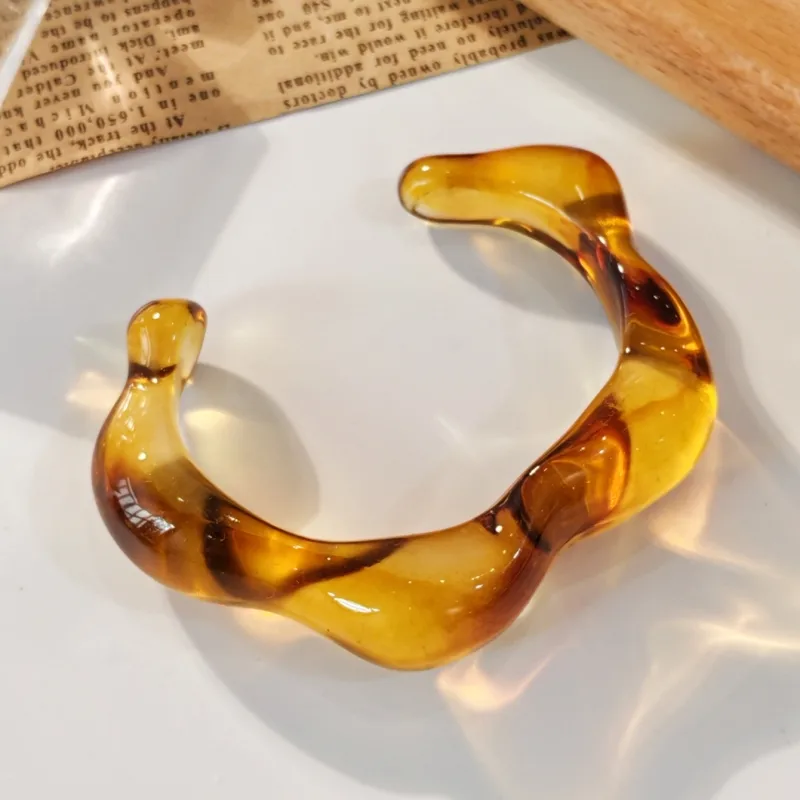 Amber Liquid Resin Cuff Bracelet