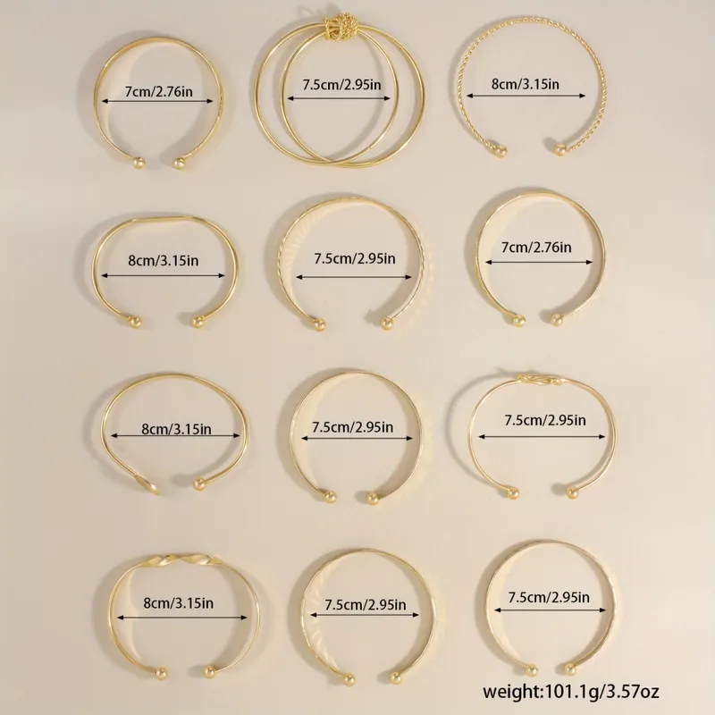 Ultimate 12-Piece Engraved Gold Bangle Stack