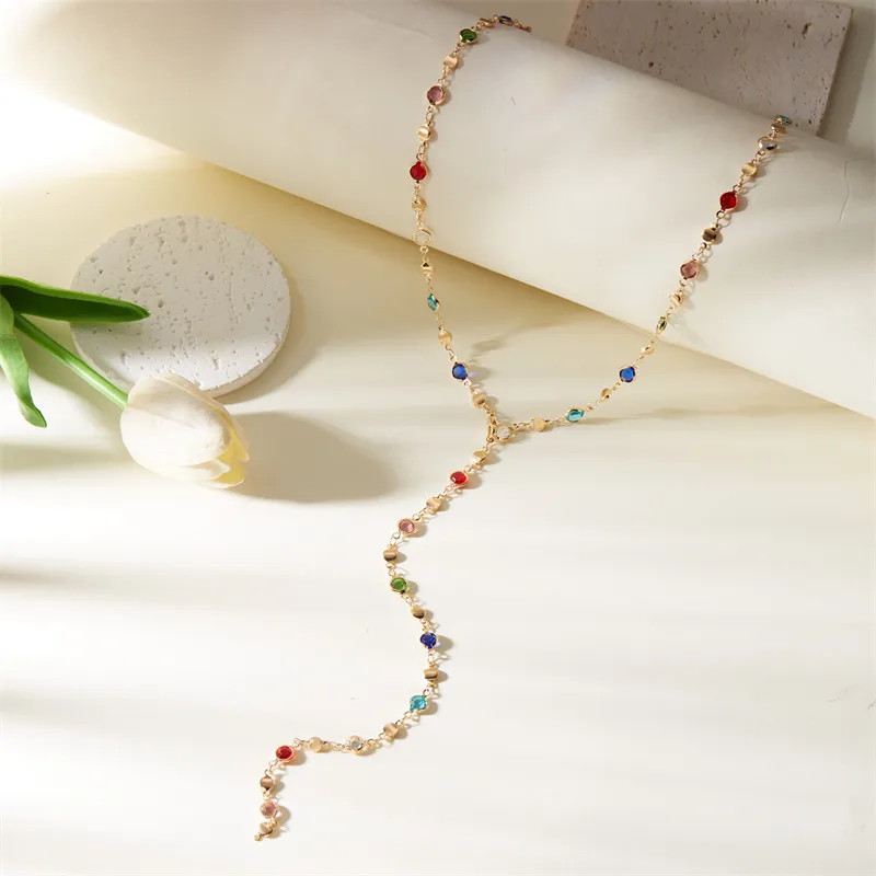 Multi-Color Gemstone Lariat Y-Necklace