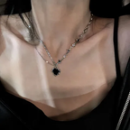 Black Heart Layered Necklace