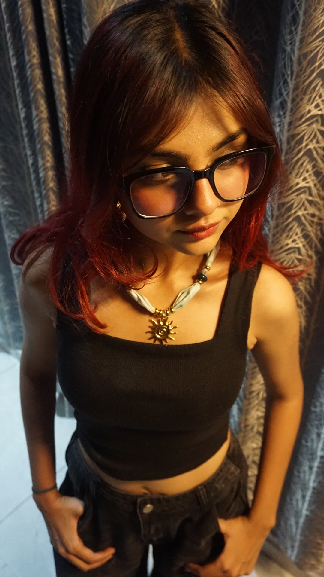 Golden Sun Pendant Scarf Necklace | Kanak Mahel