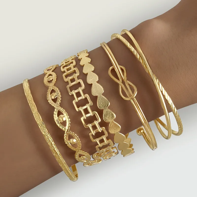 6-Piece Assorted Gold Bangle Stack Set