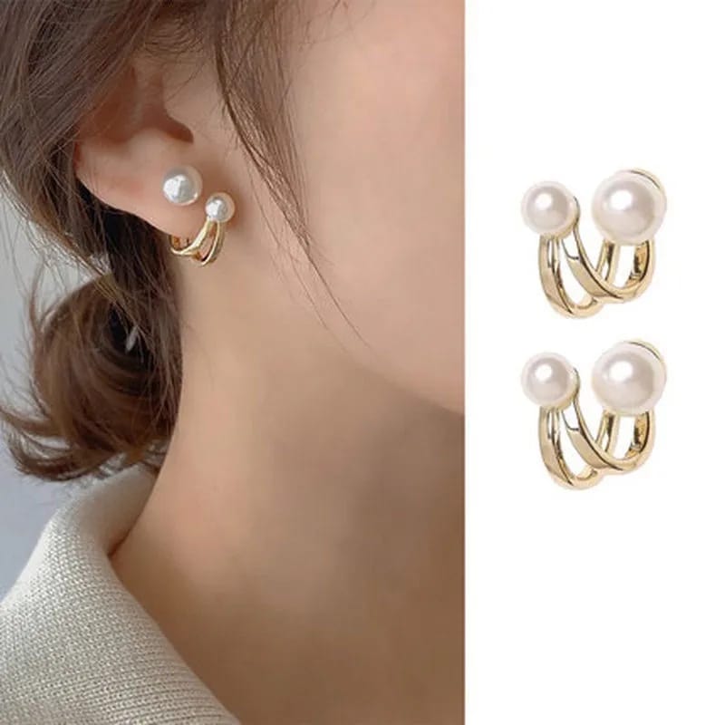 Double Pearl Ear Cuffs – Earrings