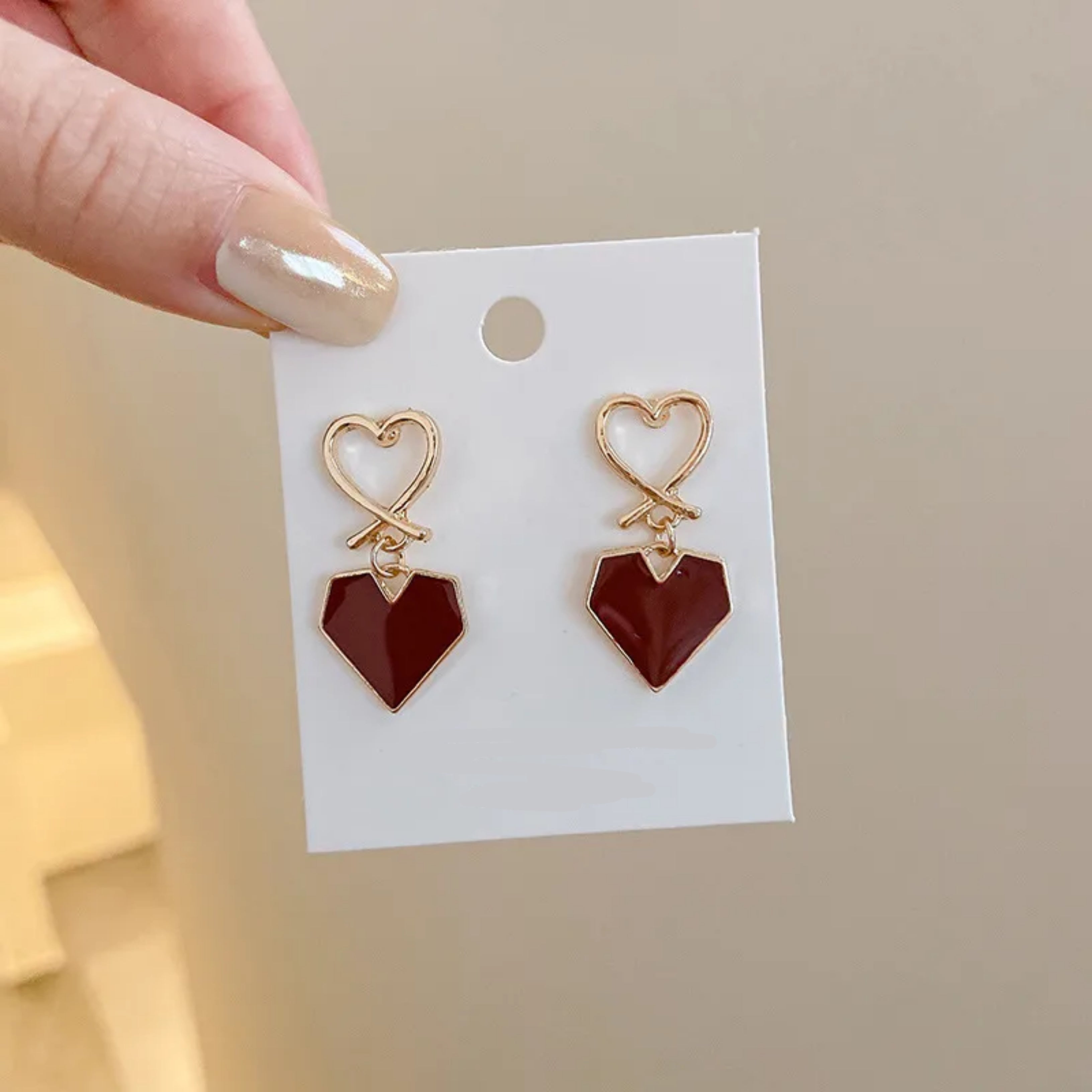 Crimson Heart Drop Earrings