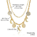 Celestial Layered Charm Choker – Moon & Hammered Coin